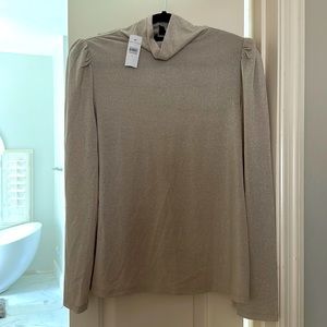 Ann Taylor NWT Shimmer Turtleneck with Puff Sleeves